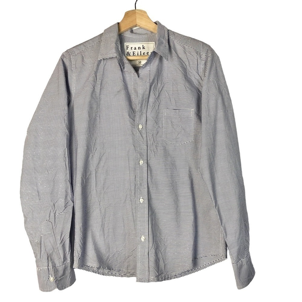 Frank & Eileen Barry Blue & White Stripe Long Sleeve Button Down M